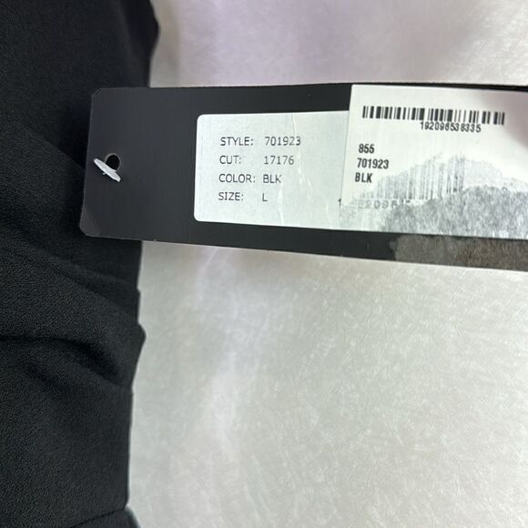 Bebe Asymmetric Flounced Knee Ruffle Midi Dress Black L - Picture 3 of 5